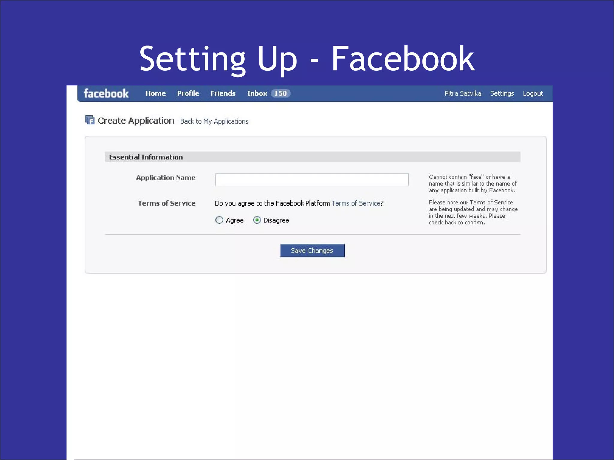 Setting Up - Facebook 