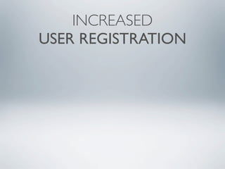 INCREASED
USER REGISTRATION
 