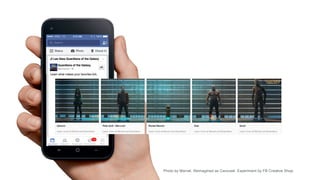 Learn what makes your favorites tick.
Guardians of the Galaxy
Ji Lee likes Guardians of the Galaxy
Photo by Marvel. Reimagined as Carousel. Experiment by FB Creative Shop.
 