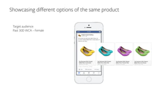 Showcasing different options of the same product
Target audience:
Past 30D WCA – Female
 