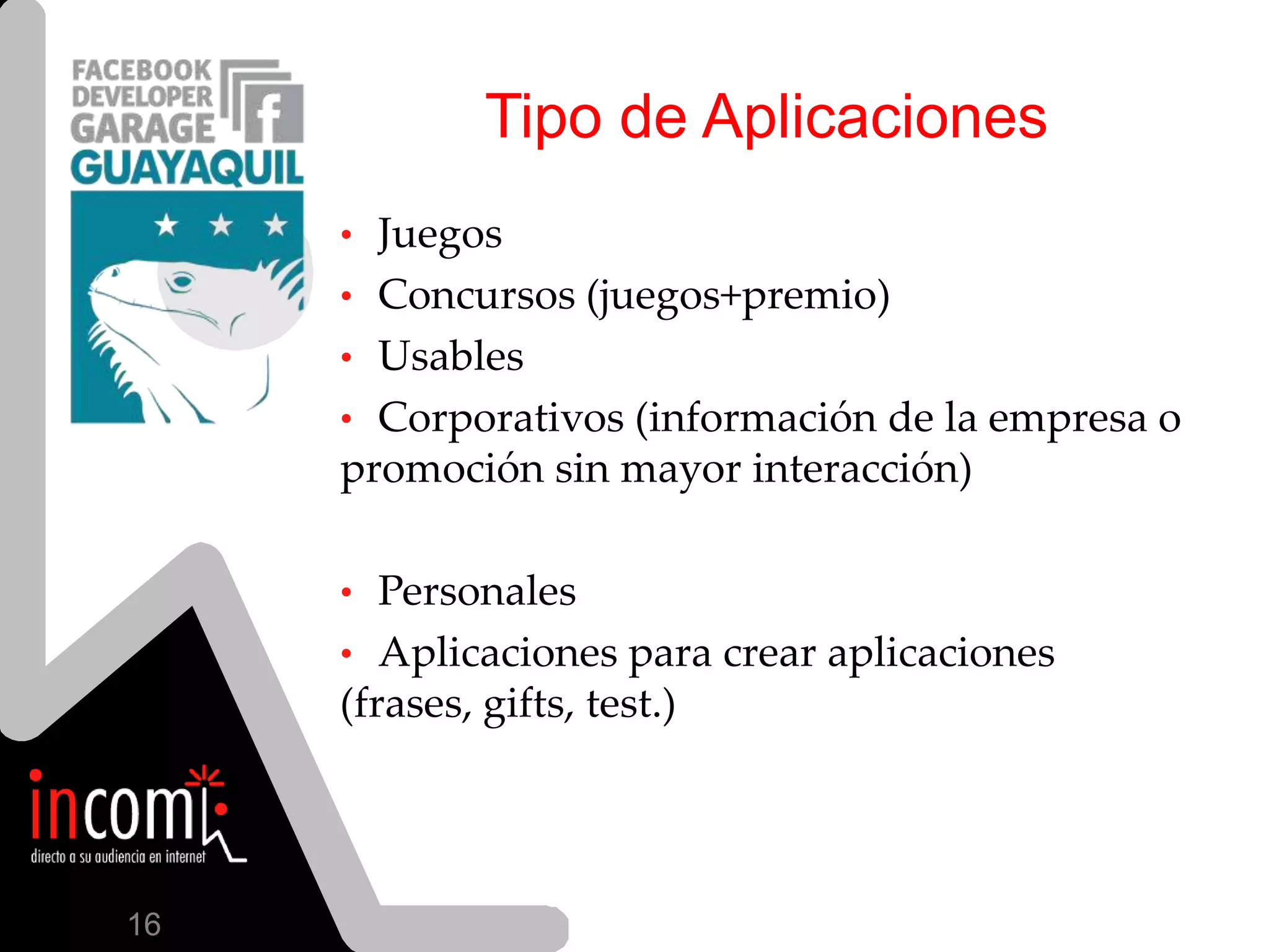 Corporativos (información de la empresa o promoción sin mayor interacción)