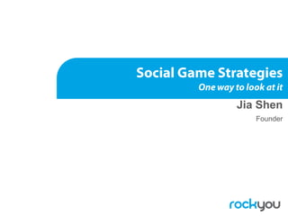JiaShen Founder Social Game StrategiesOne way to look at it 