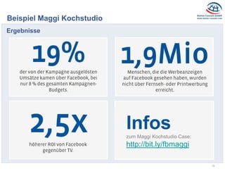19
Beispiel Maggi Kochstudio
Ergebnisse
Infoszum Maggi Kochstudio Case:
http://bit.ly/fbmaggi
 