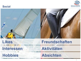 6
Social
Likes
Interessen
Freundschaften
Aktivitäten
Hobbies Absichten
 
