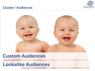 8
Cluster / Audiences
Custom Audiences
Lookalike Audiences
 