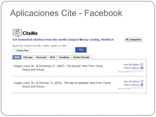 Aplicaciones Cite - Facebook
 