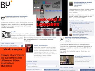 Vie du campus
Relayer et promouvoir
les événements des
différentes filières,
associations
étudiantes
 