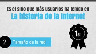 Tamaño de la red2
Es el sitio que más usuarios ha tenido en
La historia de la Internet
1st.
 