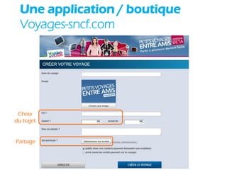 Une application / boutique
  Voyages-sncf.com




 Choix
du trajet


Partage
 