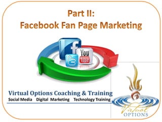 Part II: Facebook Fan Page Marketing  Virtual Options Coaching & Training Social Media    Digital  Marketing    Technology Training 