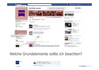 max. 600x200 Pixel


                                                            generiert sich aus hochgeladenen Bildern




  generiert sich aus dem Info-Tab




                                       max. 50x50 Pixel




Welche Grundelemente sollte ich beachten?

26.02.12                                                  Seite 9
 