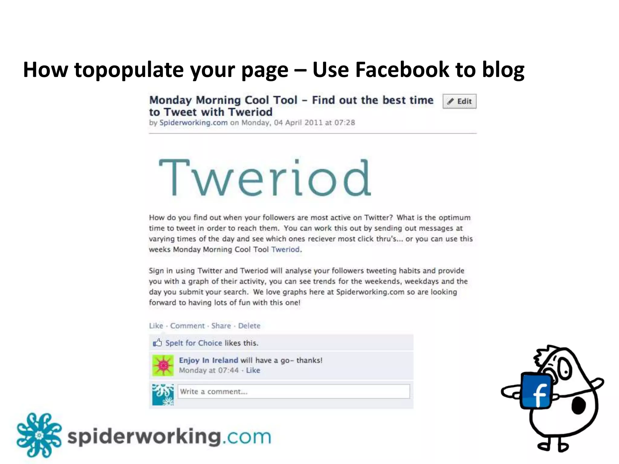 How to post status updates, Links, and Photos