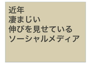 近年
凄まじい
伸びを見せている
ソーシャルメディア
 