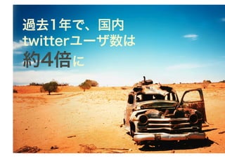 過去1年で、国内
twitterユーザ数は
約4倍に
 