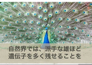 自然界では、派手な雄ほど
遺伝子を多く残せることを
 