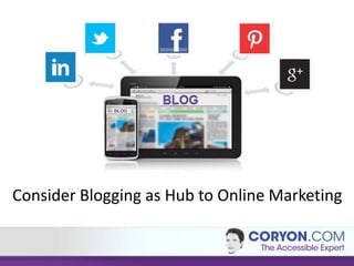 Consider Blogging as Hub to Online Marketing
 