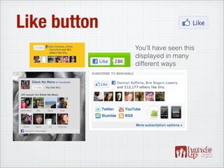 Like button
              You’ll have seen this
              displayed in many
              different ways
 