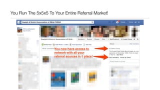 You Run The 5x5x5 To Your Entire Referral Market!
 