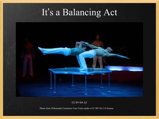 It’s a Balancing Act




                             CC BY-SA 3.0

Photo from Wikimedia Commons User Usien under a CC BY-SA 3.0 license
                                                                       43
 