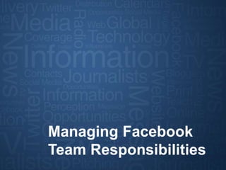 Section Divider
Managing Facebook
Team Responsibilities
 