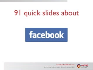 91 quick slides about




                                    w w w.O u r K i d s M e d i a .c o m
         M a r ke ti n g I n d e p e n dMn tr ke ti n g lIs d en c e d e 9 8 S c h o o l s s i n c e 19 9 8
                                        e a S c h o o n s i p e n 19 n t
 