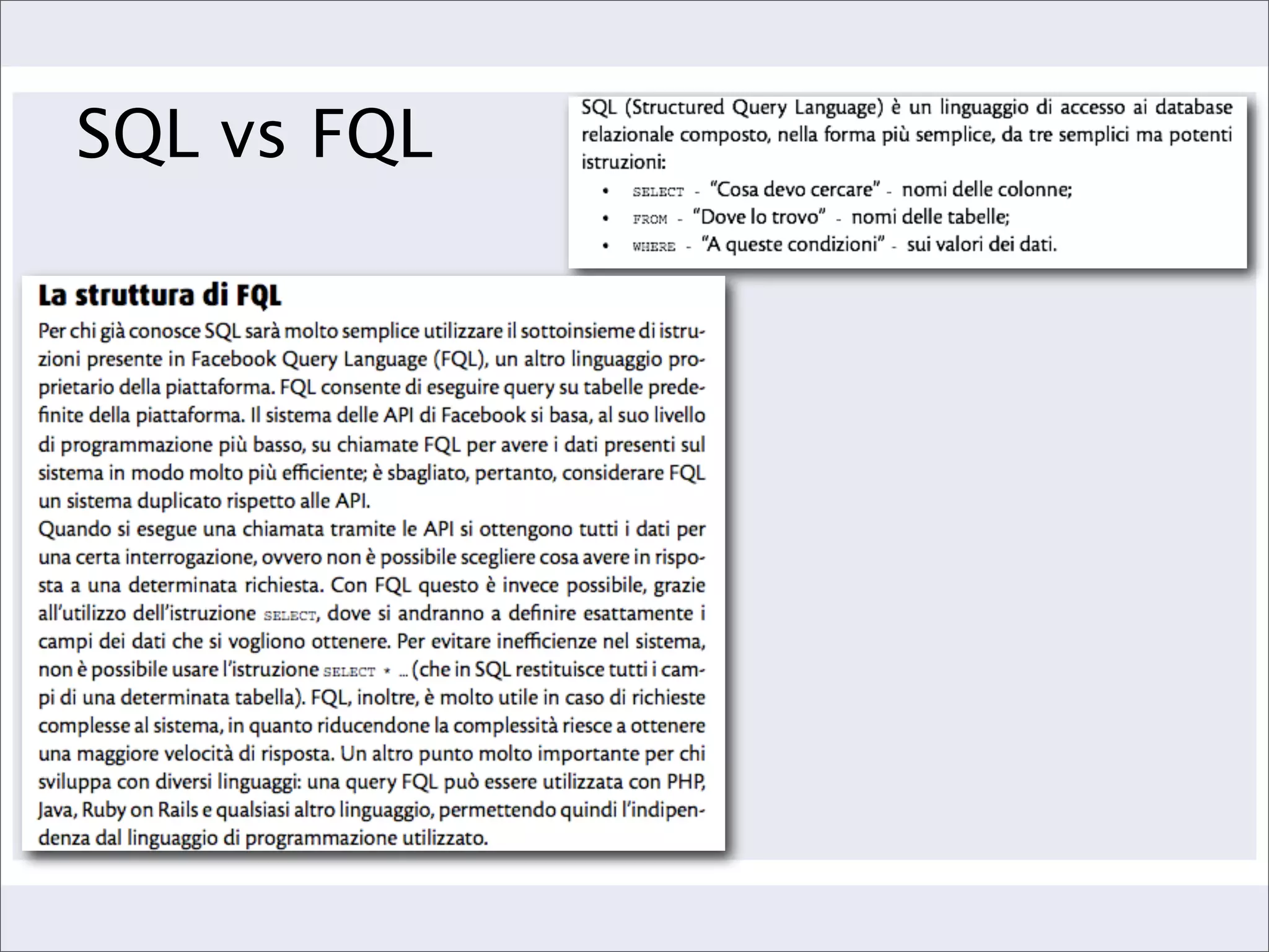 SQL vs FQL
 