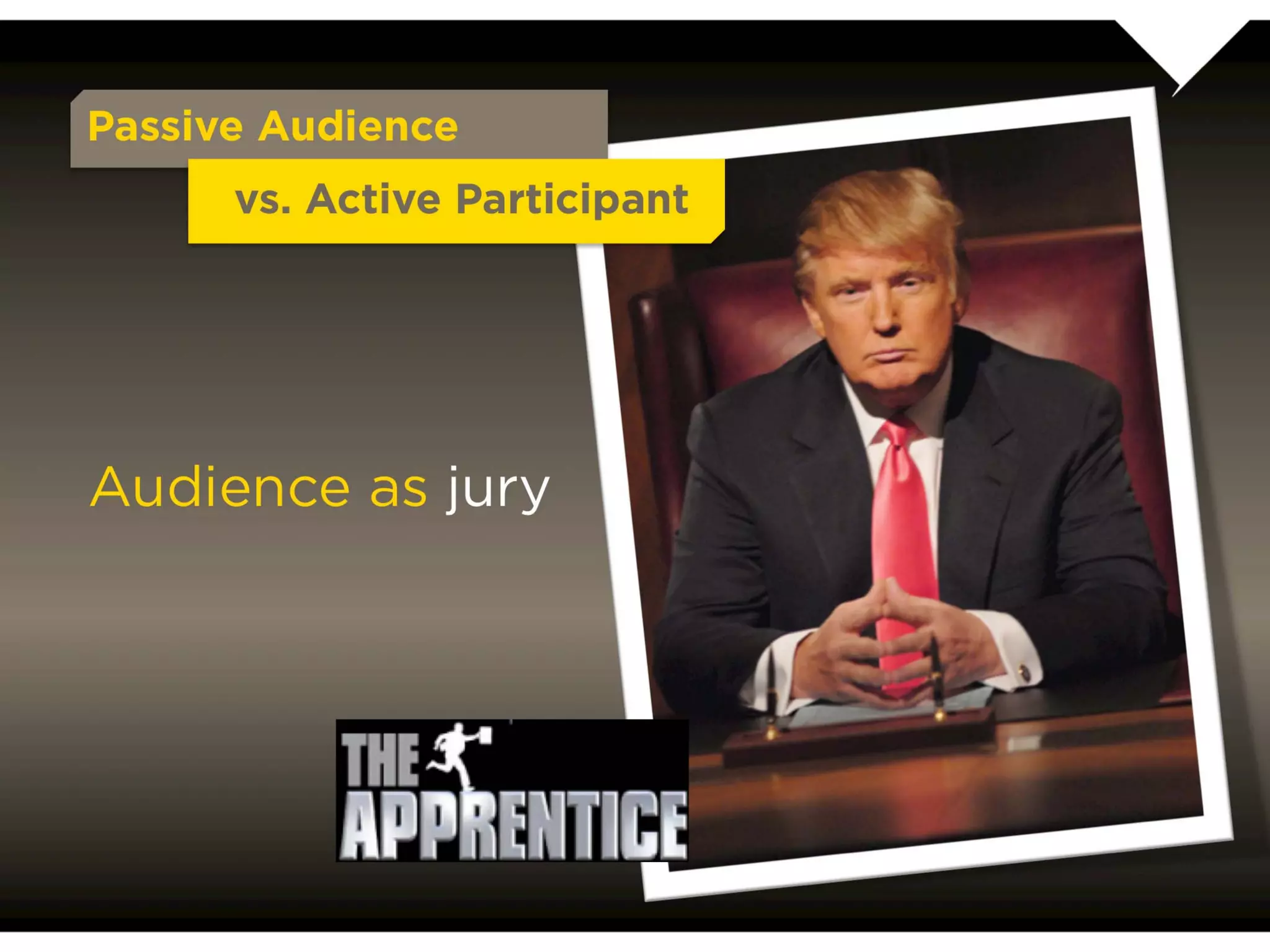 Passive Audience
           vs. Active Participant




Audience as jury
 