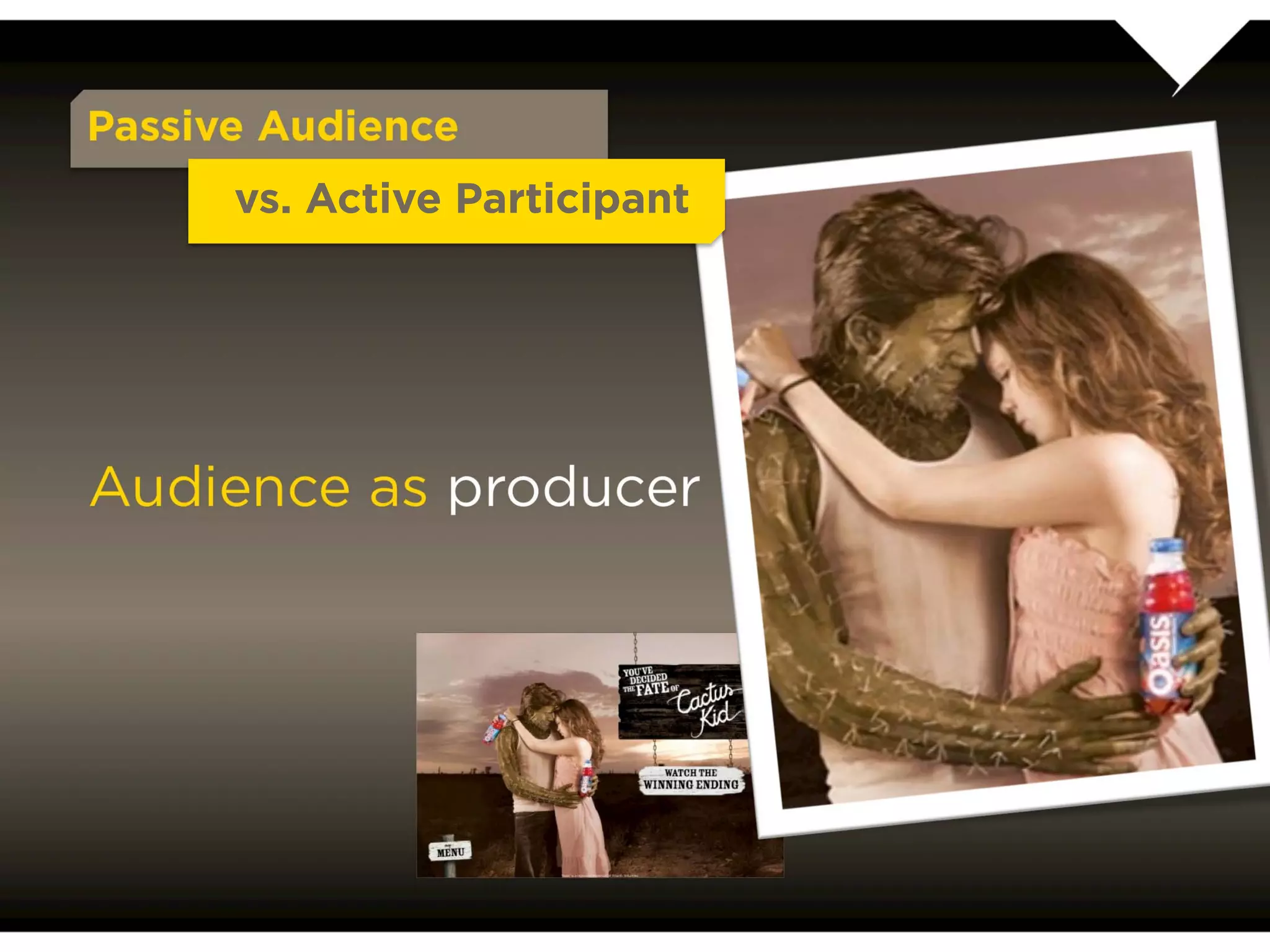 Passive Audience
           vs. Active Participant




Audience as producer
 