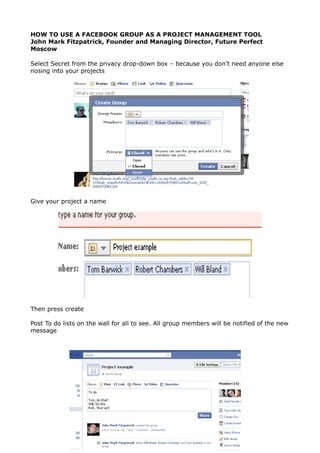 Facebook Group as Project Management Tool | PDF