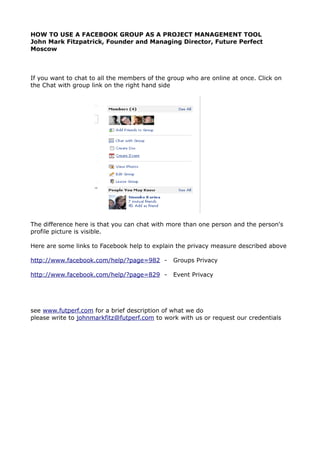 Facebook Group as Project Management Tool | PDF