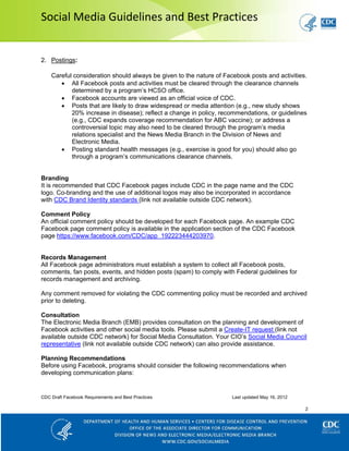 CDC Facebook guidelines | PDF