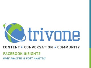 FACEBOOK INSIGHTS
PAGE ANALYSIS & POST ANALYSIS
 