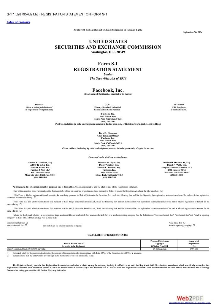 S 1 ipo registration