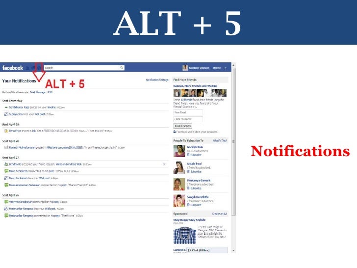 Facebook shortcuts guluseal