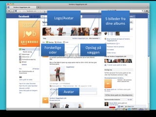 Logo/Avatar                  5 billeder fra
                                   dine albums




Forskellige            Opslag på
  sider                 væggen




              Avatar
 