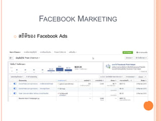 FACEBOOK MARKETING
o สถิติของ Facebook Ads
 