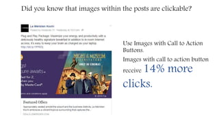 Use Images with Call to Action
Buttons.
Images with call to action button
receive 14% more
clicks.
Did you know that images within the posts are clickable?
 