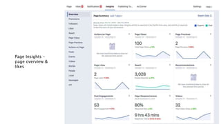 Page Insights –
page overview &
likes
 