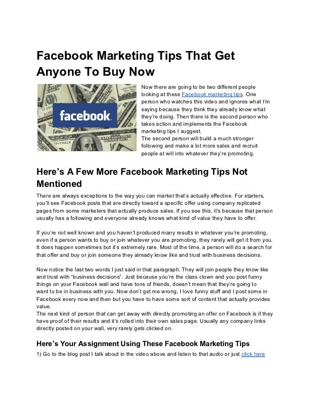 Facebook Marketing Tips, The 3 Step Secret to Selling Stuff