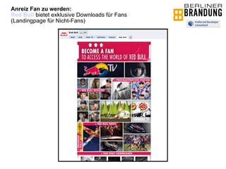 Anreiz Fan zu werden:  Red Bull  bietet exklusive Downloads für Fans (Landingpage für Nicht-Fans) 