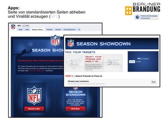 Apps: Seite von standardisierten Seiten abheben  und Viralität erzeugen ( NFL ) 