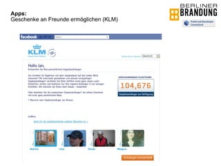 Apps: Geschenke an Freunde ermöglichen (KLM) 