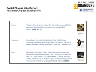 Social Plugins Like Button:  Aktualisierung des Nutzerprofils 