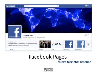 Facebook Pages
          Nuevo formato: Timeline
 