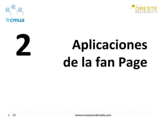 2      Aplicaciones 
      de la fan Page 


15      www.orestesocialmedia.com
 