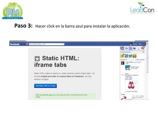 Paso 3:   Hacer click en la barra azul para instalar la aplicación.
 