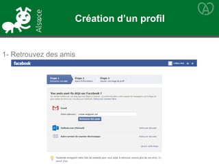 1- Retrouvez des amis
Création d’un profil
 