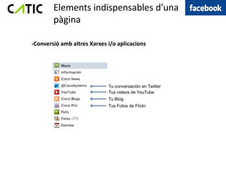 Elements indispensables d’una
        pàgina

-Conversió amb altres Xarxes i/o aplicacions
 