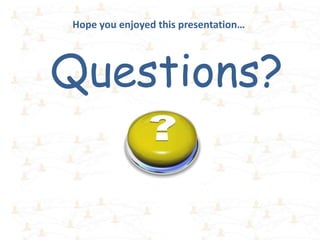Hope you enjoyed this presentation…




Questions?
 