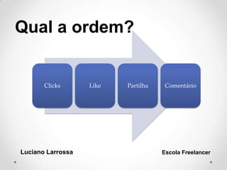 Qual a ordem?
Luciano Larrossa Escola Freelancer
Clicks Like Partilha Comentário
 